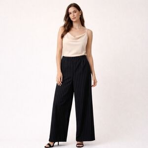 Zara Black and White Striped Wide-Leg Pants